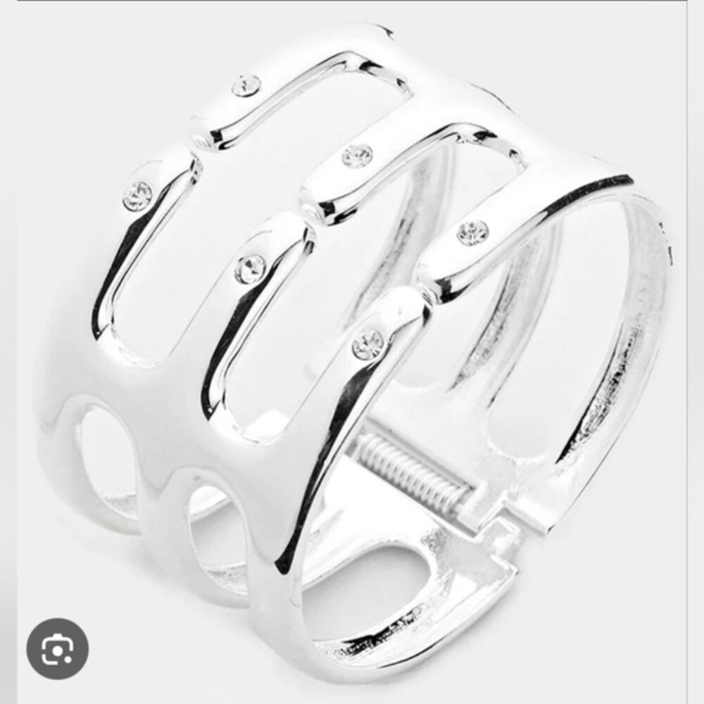 Modern Hinged Metal Cage Bracelet